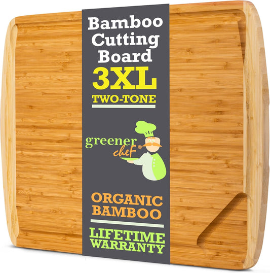 FSCÂ® Certified Extra Large Cutting Board \u2013 30 x 20 Inch Bamboo Cutting Board- 3XL Wood Butcher Block, Oversized Carving and Charcuterie Board, Stovetop Cover for Kitchen Counter Space